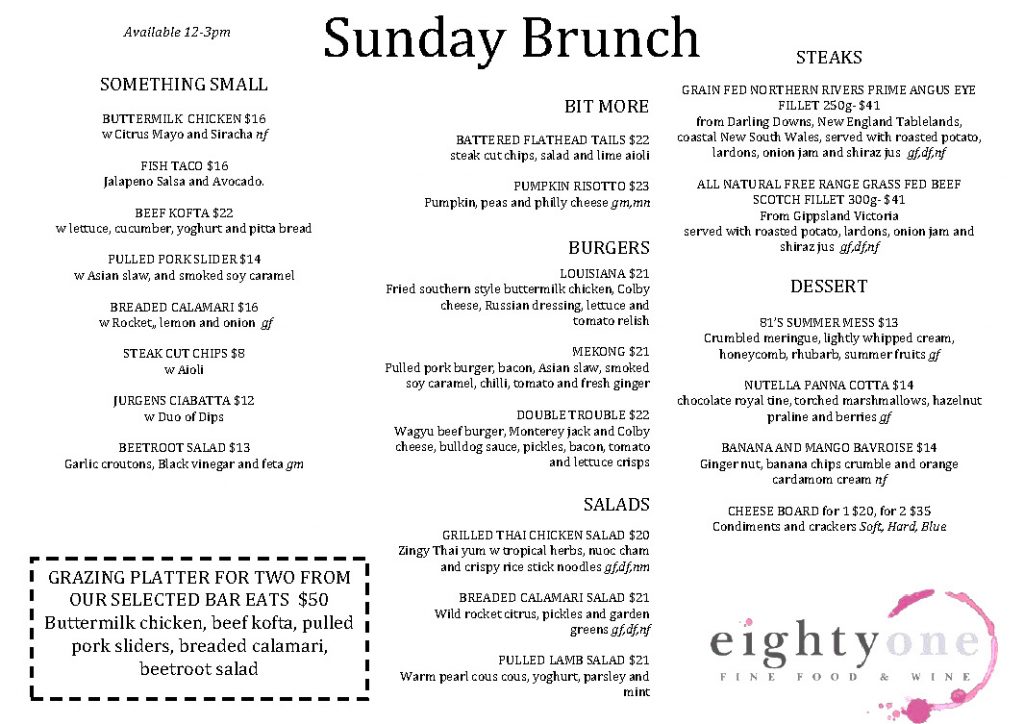 SUNDAY BRUNCH EightyOne